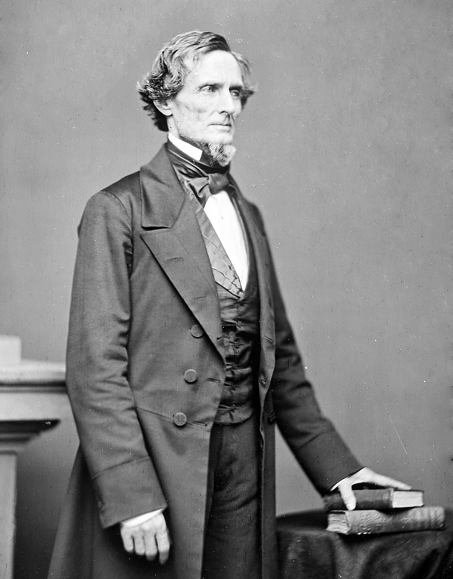 jefferson davis portrait, presiden, konfederasi, Jefferson Davis, Portrait, presiden Konfederasi, foto, politisi, domain publik, hitam dan putih