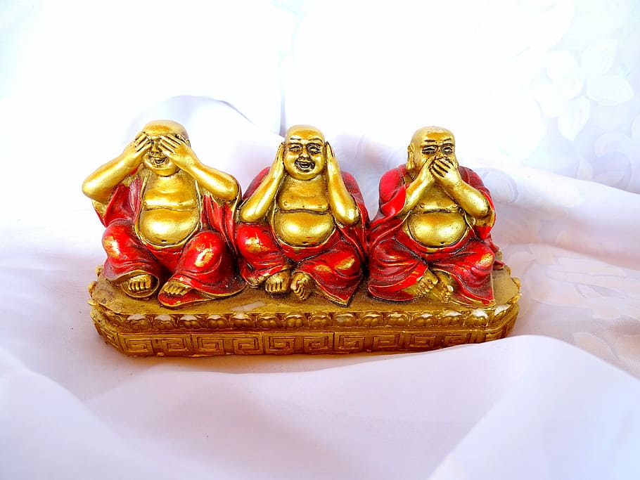 Buddha, Do, Hear, You, do not hear, you can't find, do not say, gold colored, gold, crown, figurine