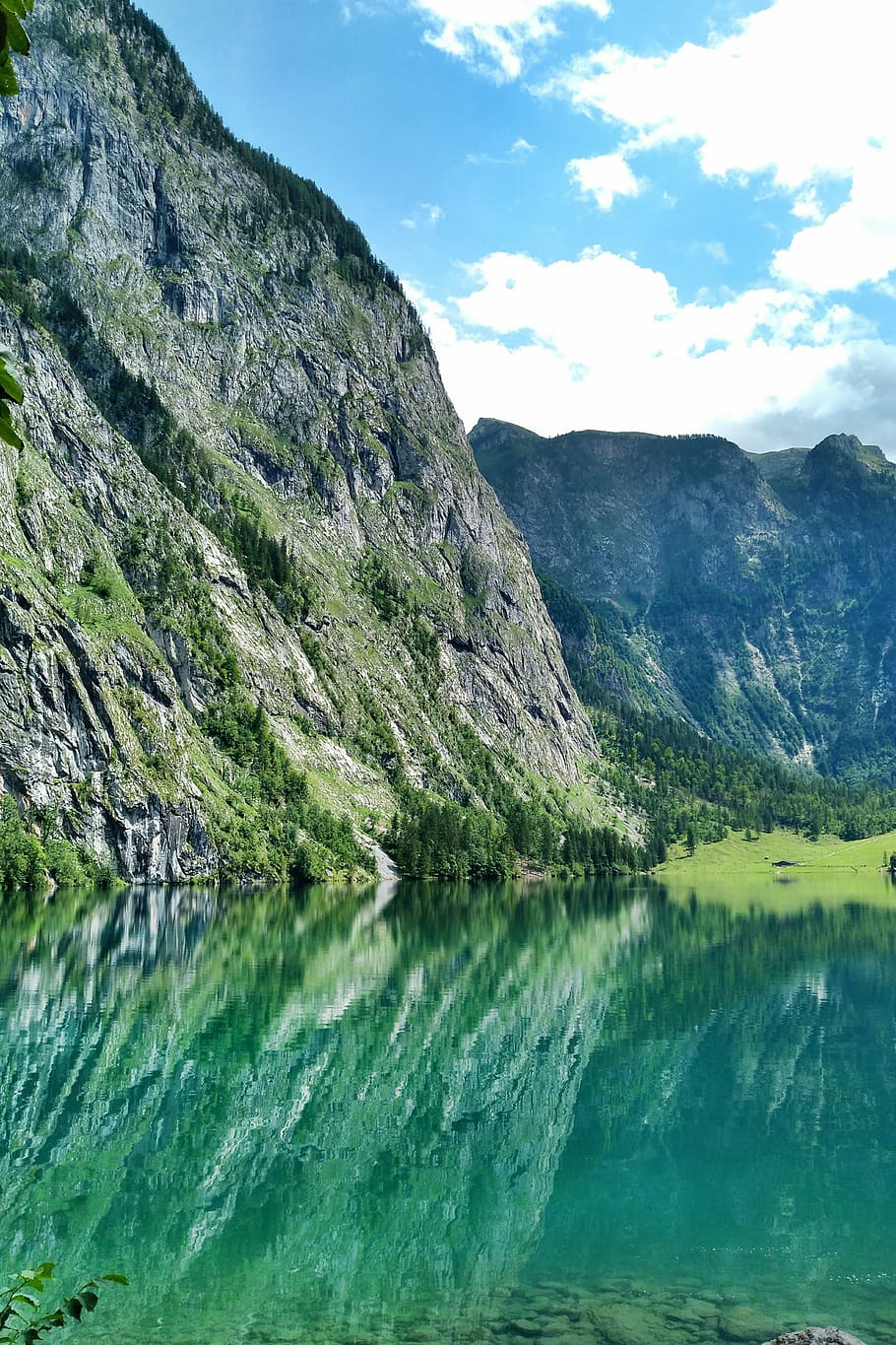 upper lake, fischunkelalm, königssee, berchtesgaden, alpine, mountains, upper bavaria, lake, sky, clouds