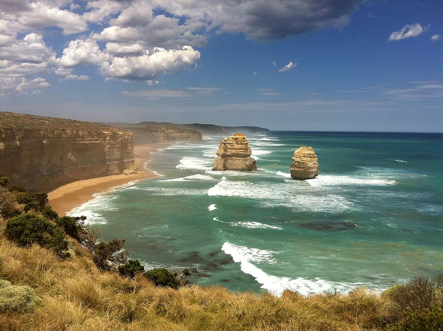 doce apóstoles, australia, océano, costa, rocas, mar, agua, pintorescos - naturaleza, belleza en la naturaleza, nube - cielo