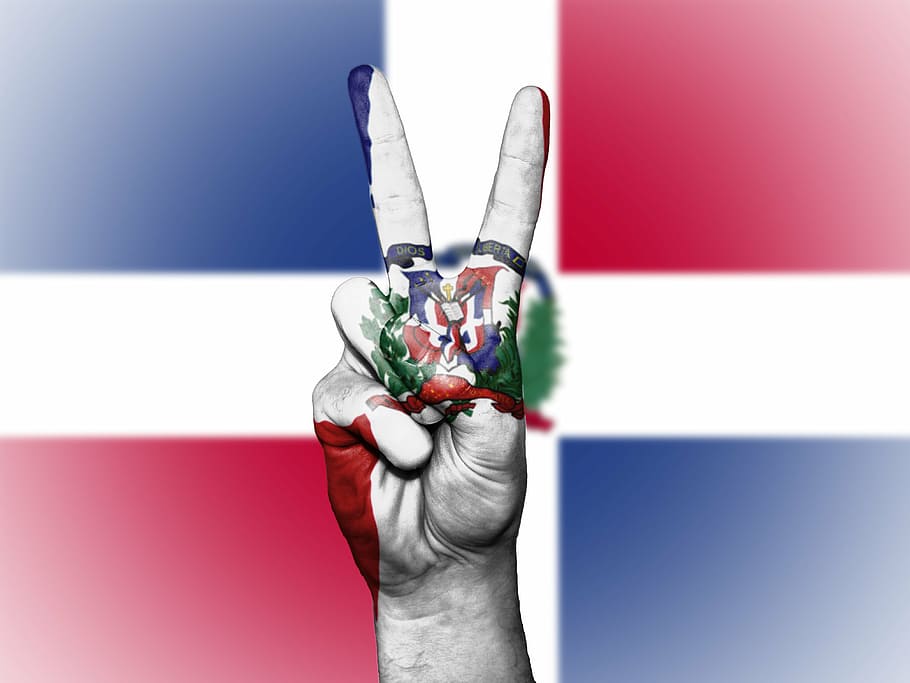 dominican republic, peace, hand, nation, background, banner, colors, country, ensign, flag