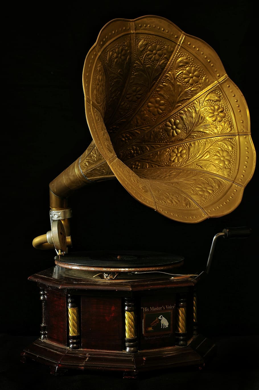 brown, gold-colored, master, voice gramophone, Gramophone, Turntable, Color, Music, color, music, discs