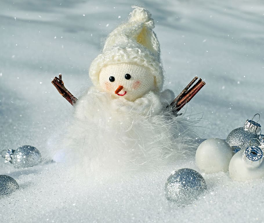 boneco de neve, cercado, enfeites, homem da neve, neve, inverno, frio, invernal, queda de neve, figura