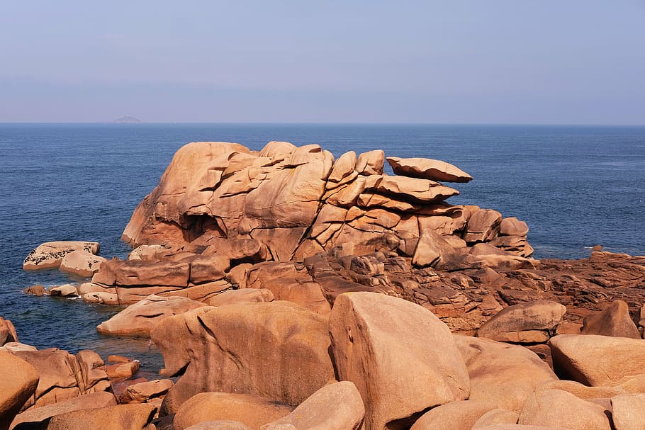bretaña, mar, roche, vista, paisaje, roca - objeto, formación rocosa, horizonte sobre el agua, naturaleza, paisajes
