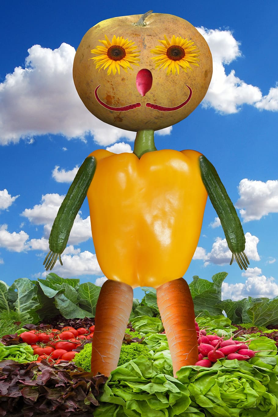 edited, vegetables, formed, person, thanksgiving, harvest, autumn, salad, tomatoes, radishes