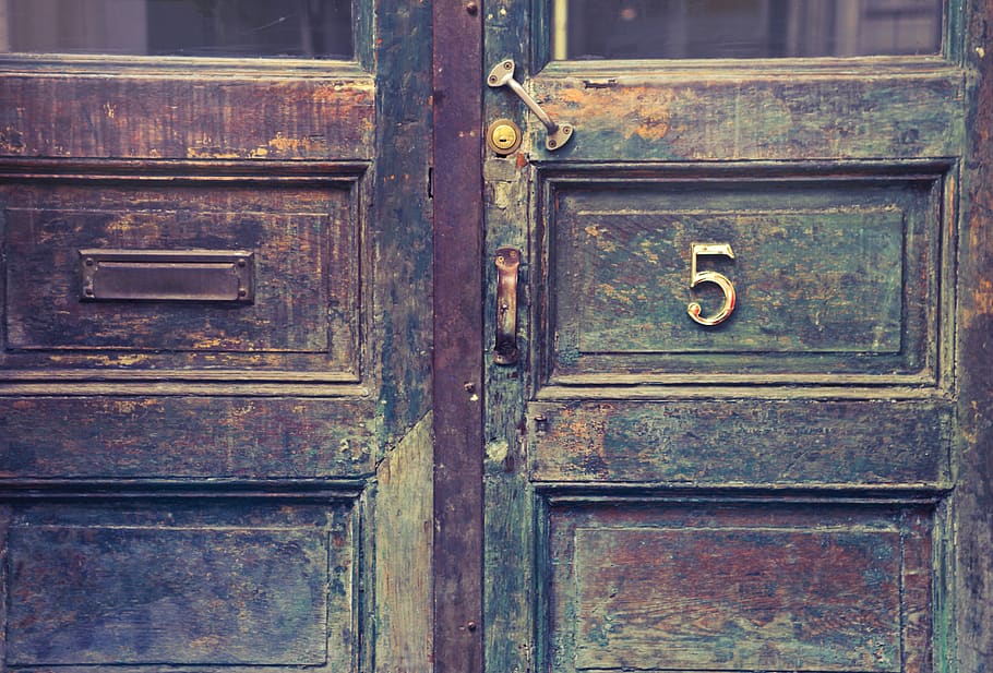 antiqu, architecture, doorway, building, five, 5, letterbox, wood, vintage, old