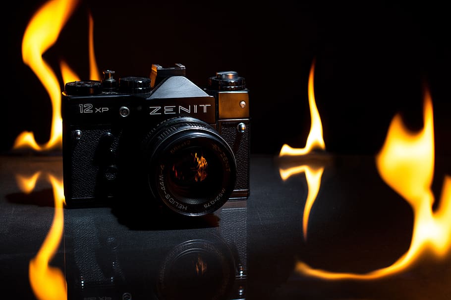 fire, camera, lens, shutter, heat, black, fusion, grapher, steel, burning