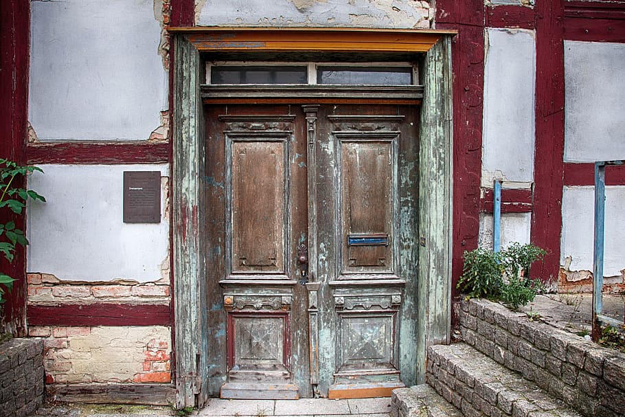entrada, puertas, madera, roble, braguero, viejo, edad media, puerta, entrada de la casa, puerta de entrada