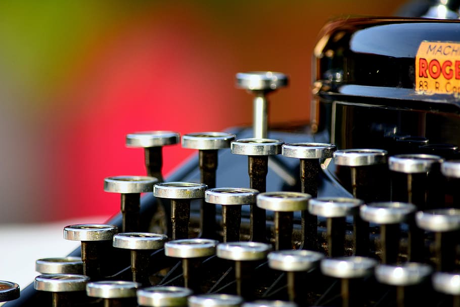 vintage black typewriter, typewriter, vintage, remington, former, retro, journalism, writer, secretary, book
