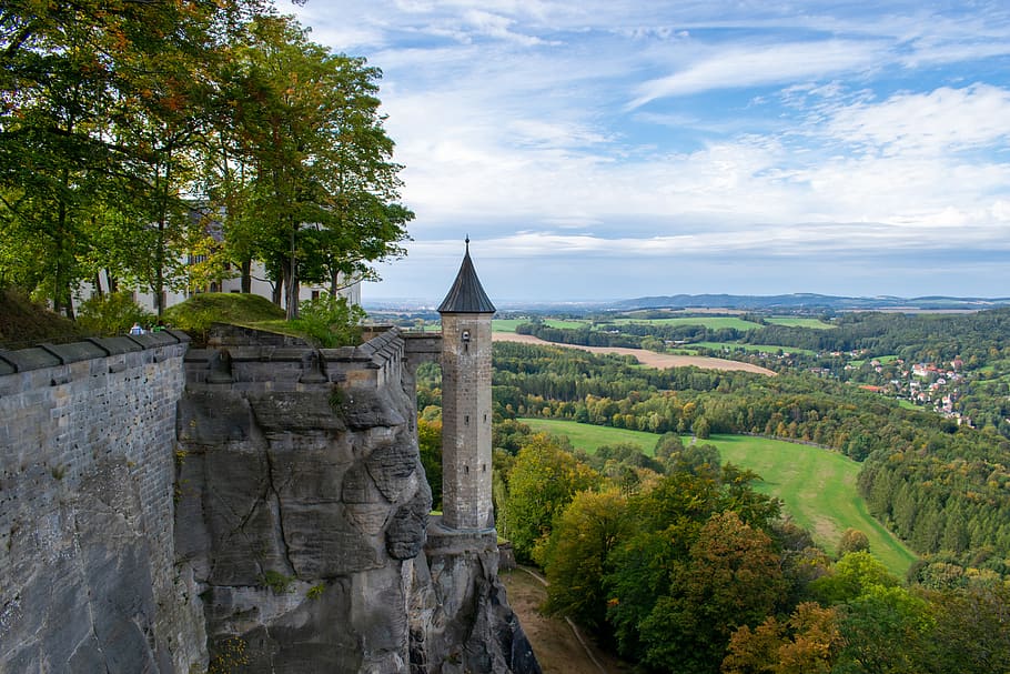 fortress, tower, landscape, architecture, middle ages, castle, hunger tower, fortress doncaster, elbe sandstone mountains, tree