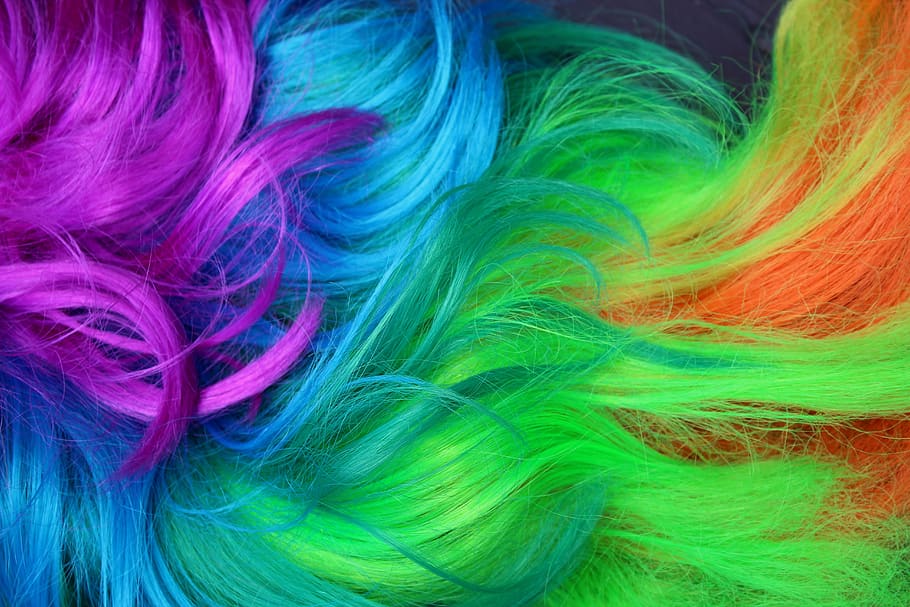 wig, artificial hair, fun, fiber, colorful, the industry, texture, the background, the structure of the, multi colored