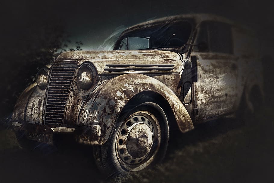 vintage, white, car illustration, auto, renault juvaquatre, old, rarity, france, automotive, old timer