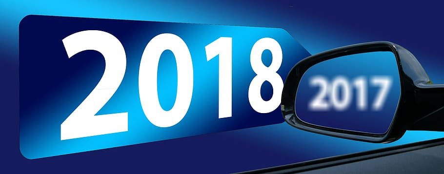 2017 2018 clipart, Retrovisor, Automático, Día de Año Nuevo, fin de año, revisión, reflejo, antiguo, memoria, detrás