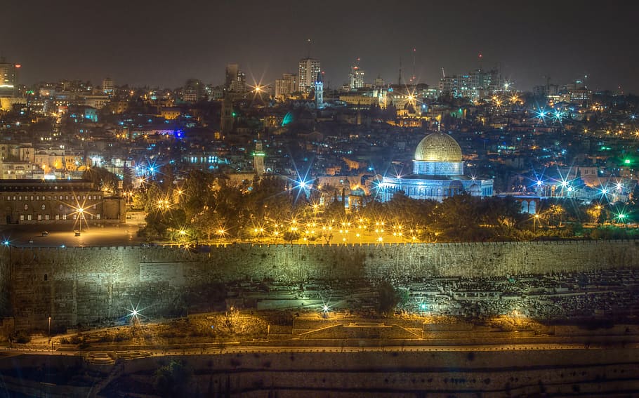 cúpula, papel de parede da paisagem da cidade de pedra, israel, jerusalém, cidade santa, cidade, judeu, cúpula da rocha, judeus, parede