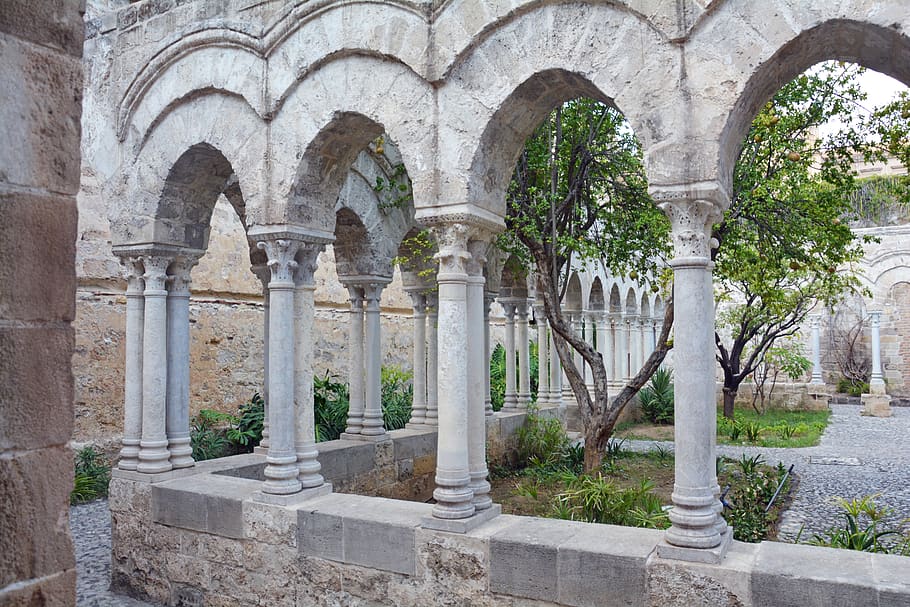 Sicilie, Palermo, Italia, Gereja, kolom arsitektur, Arsitektur, struktur yang dibangun, lengkungan, masa lalu, sejarah