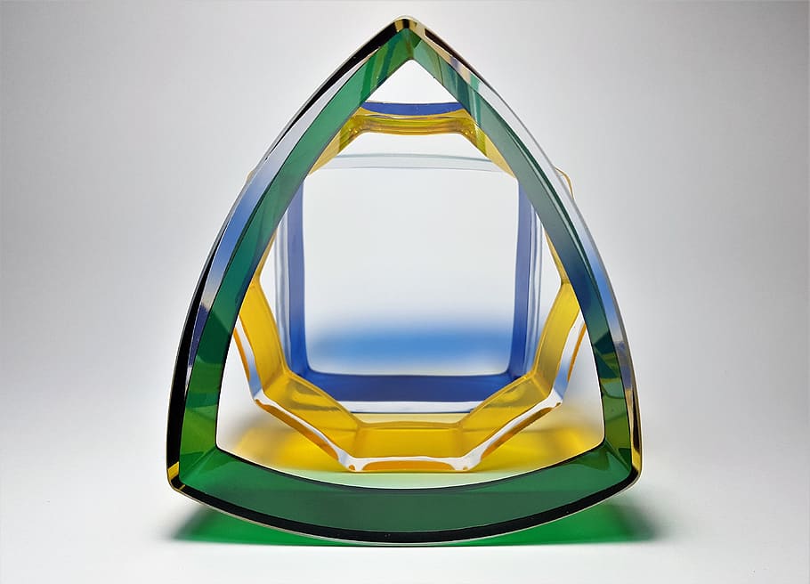 glass, darebné, mastered, blue, green, yellow, shapes, the geometry of the, shape, gray