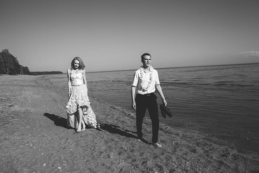 wedding, marriage, wife, sea, travel, love, glad, nature, full length, real people