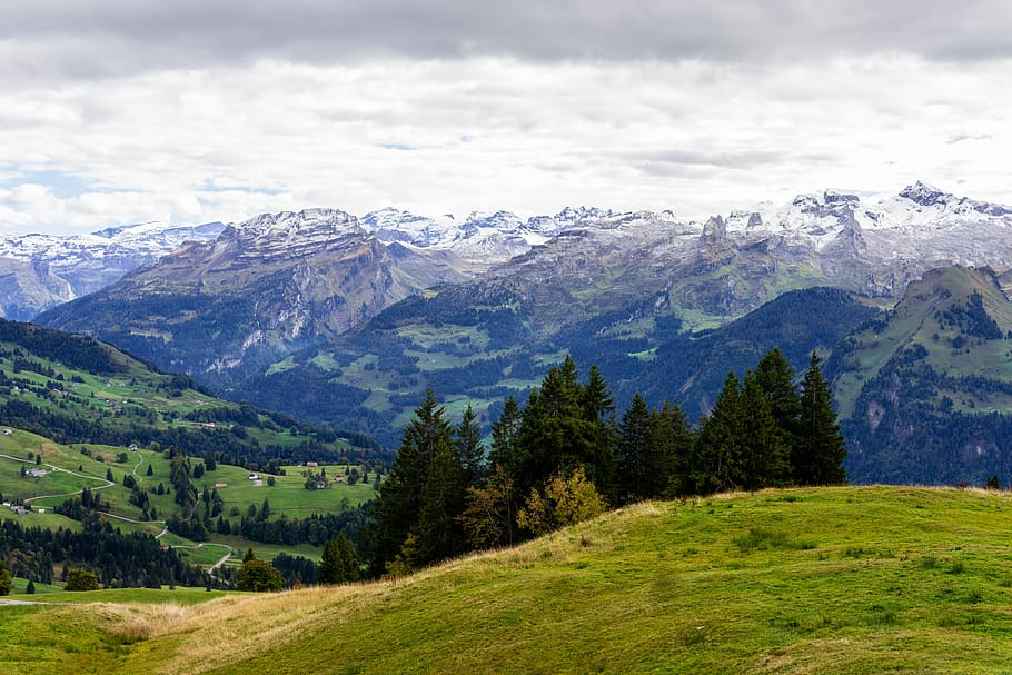 montañas, suiza, región de mythen, alpino, paisaje, naturaleza, montaña, cumbre, panorama, otoño
