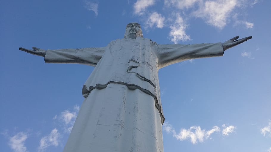 cali, colombia, statue, monument, city, urban, jesus, christ the king, sky, low angle view