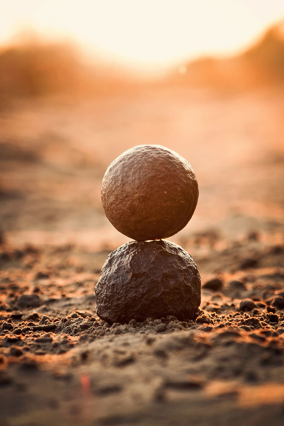 two, stone stack, selective, focus photography, harmony, relax, rock, moqui, stone, nature