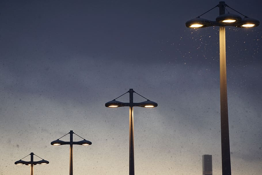 outdoor, sky, night, pole, lamp, street, raining, lighting equipment, street light, illuminated