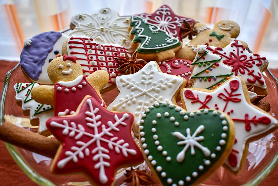christmas, gingerbread, holiday, cookies, star, xmas, sweet, dessert, celebration, decoration