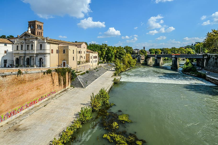 roma, tiber, sungai, pulau, italia, arsitektur, jembatan, gereja, Tempat terkenal, sejarah