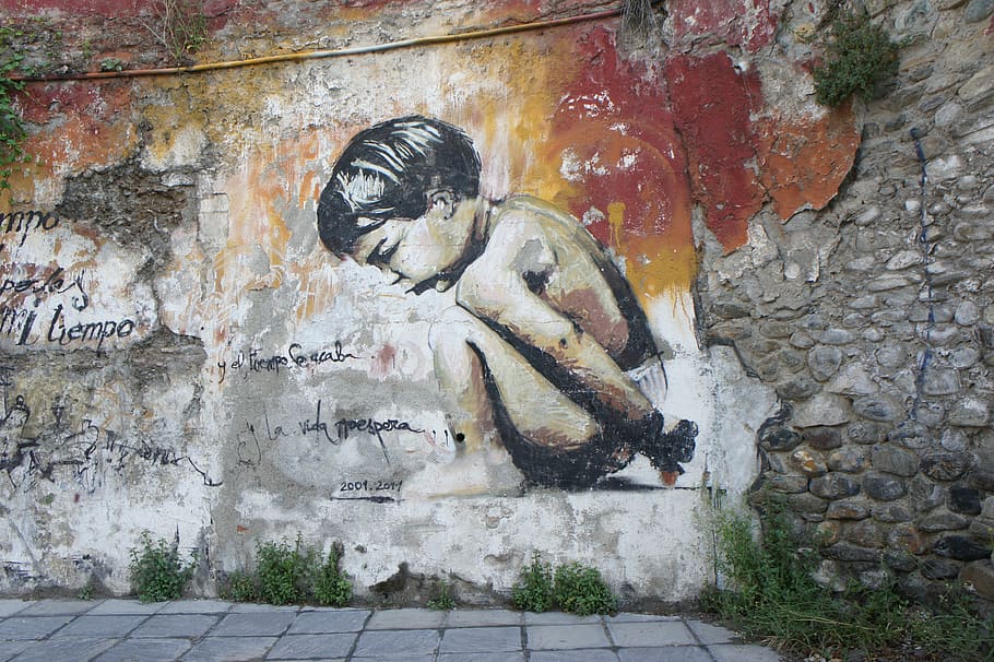 grafite, arte, rua, mural, obra de arte, arte de rua, parede, arte da parede, parede de pintura, criança