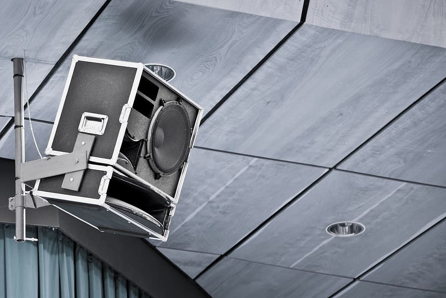 speakers, beschallung, technology, concert, box, subwoofer, architecture, high angle view, day, outdoors
