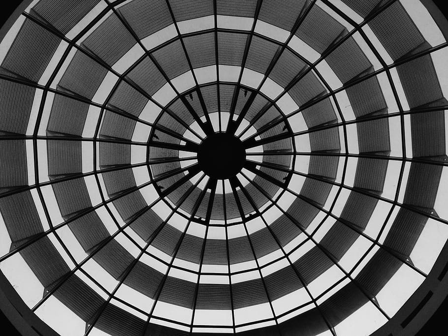 roof, architecture, black, white, round, modern, art, circle, abstract, pattern
