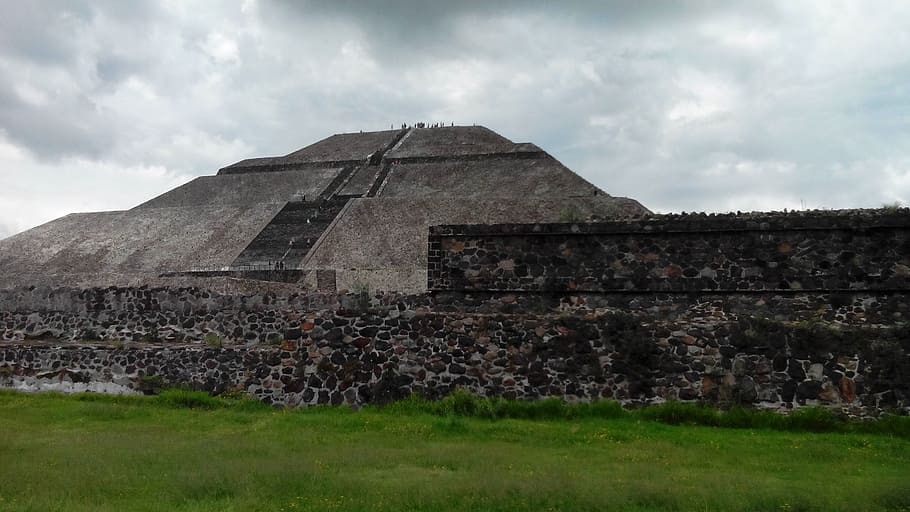 pyramids, mexico, aztec, teotihuacan, history, the past, cloud - sky, architecture, sky, ancient