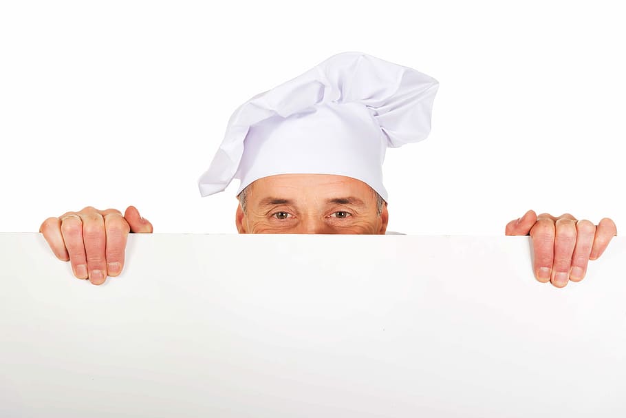 man, wearing, chef hat, cook, human, male, business, white background, copy space, cut out