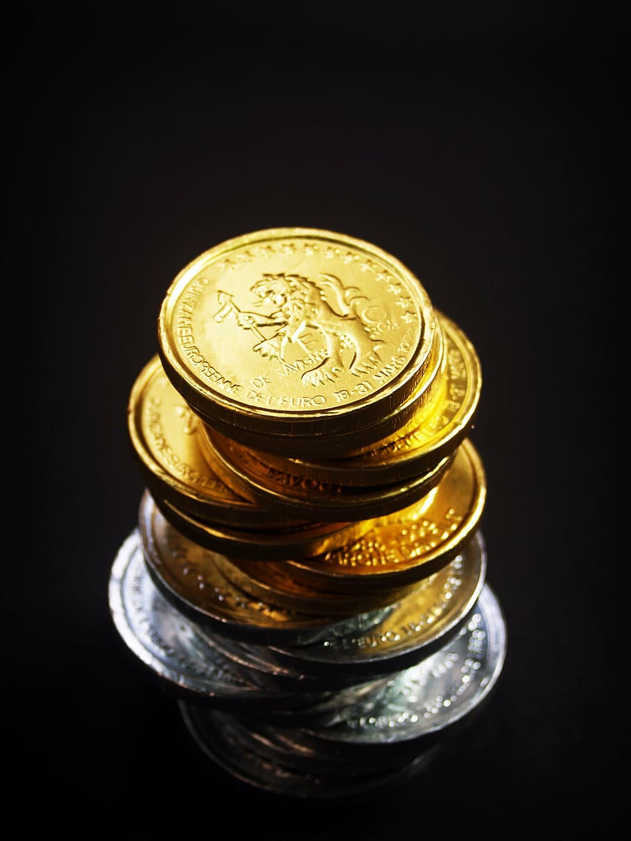 coin, gold, cash, isolated, tower, economy, rate, business, income, concept