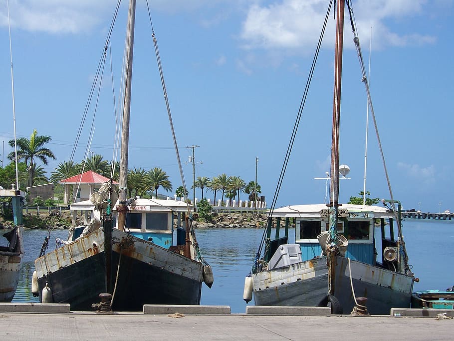 two gray boats, Boats, Sea, Water, Bay, Fishing Boat, sea, water, peer, docks, port
