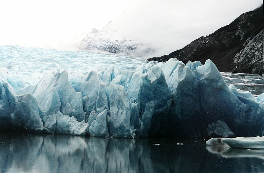 gletser, tubuh, air, gunung, putih, es, formasi, kutub utara, dingin, salju