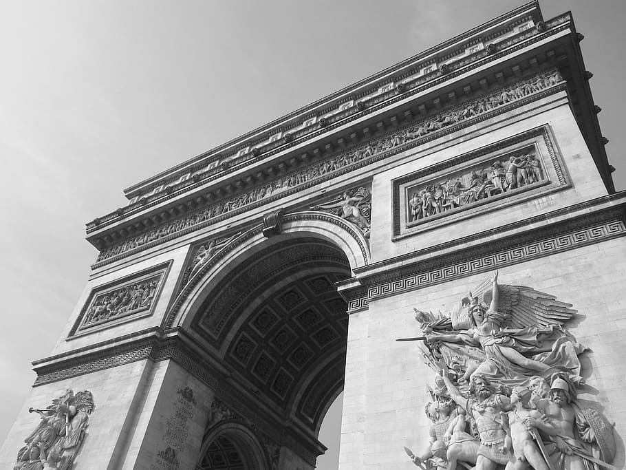 lengkungan, de, triomphe, paris, arc de triomphe, monumen, terkenal, kemenangan, neoklasik, objek wisata
