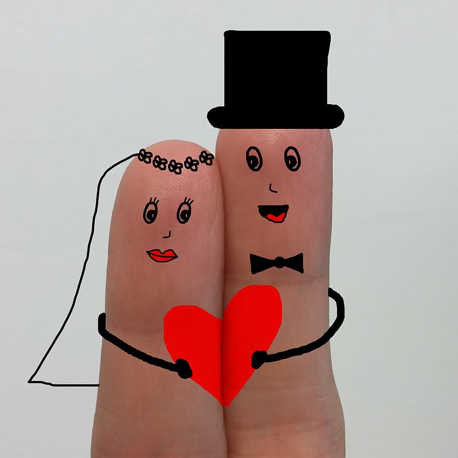 two, finger, emoticon photo, love, feeling, valentine's day, wedding, hearts, marriage, passion