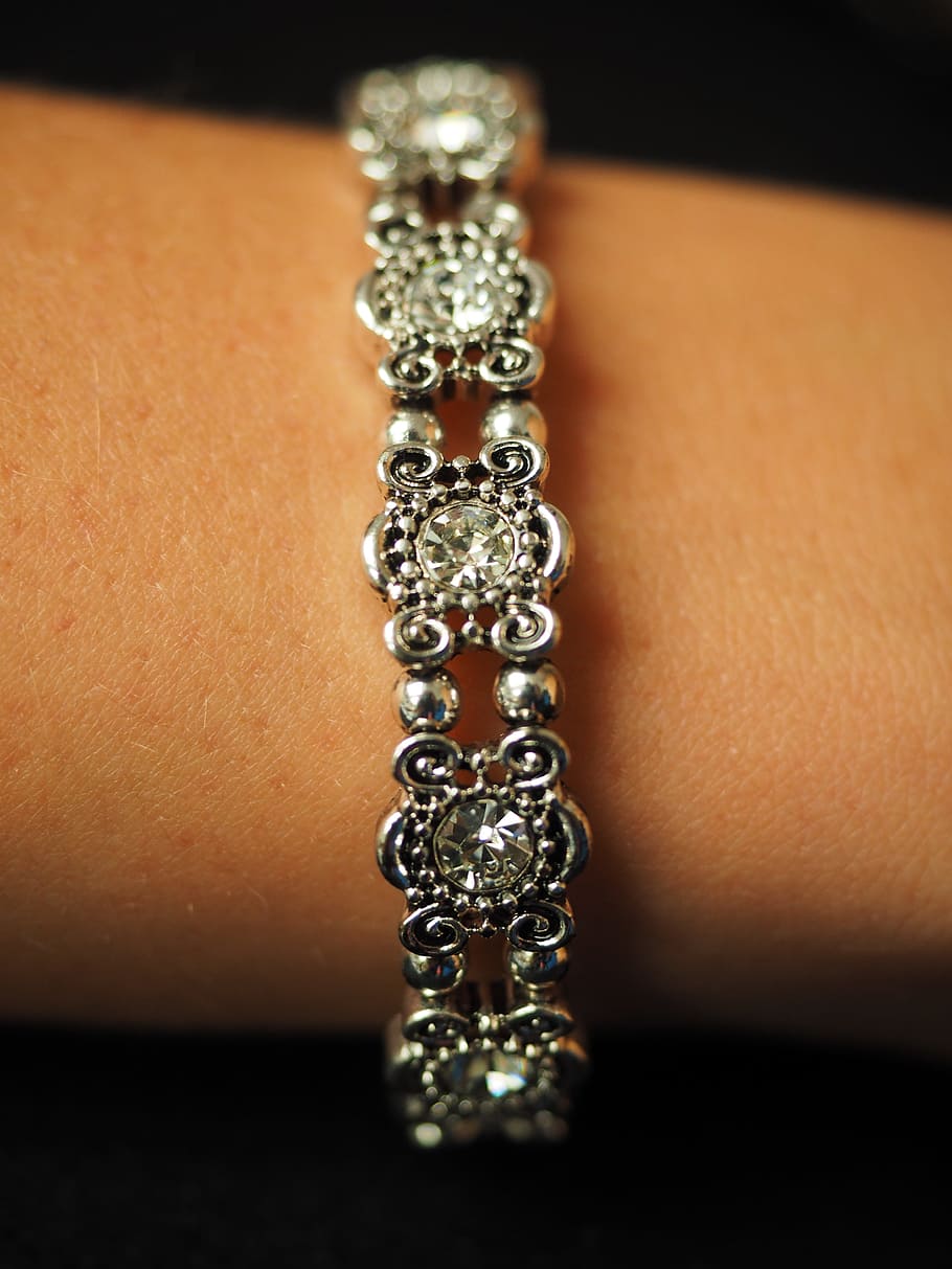 Bracelet, Bangle, Jewellery, Silver, diamonds, gems, valuable, silver jewelry, arm, noble