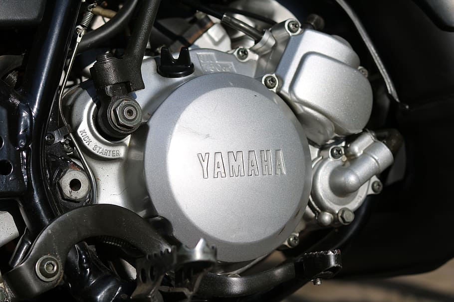 gray, black, yamaha motorcycle engine, motor, mechanics, drive, technology, machine, workshop, transmission