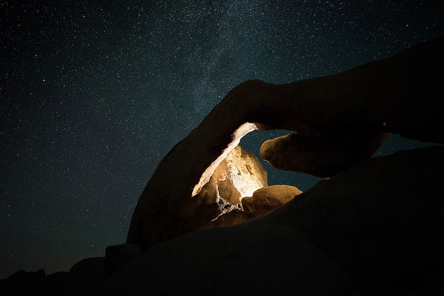 stars, dark, night, constellation, nature, astrophotography, light, rock, formation, travel