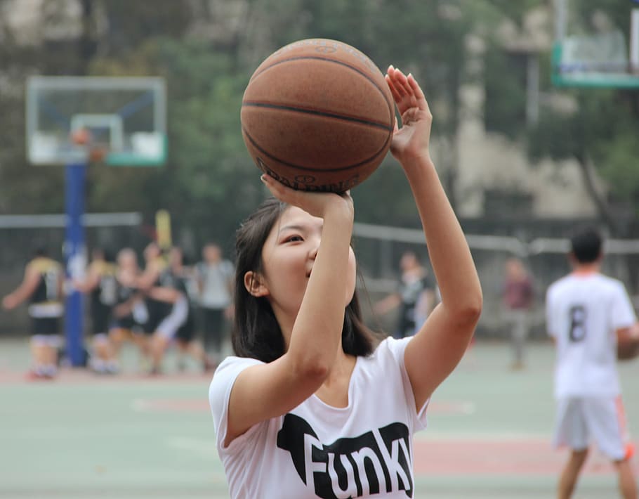 bola basket, perempuan, menembak keranjang, olahraga, bola, bola basket - olahraga, fokus pada latar depan, kompetisi, bermain, orang-orang tak terduga