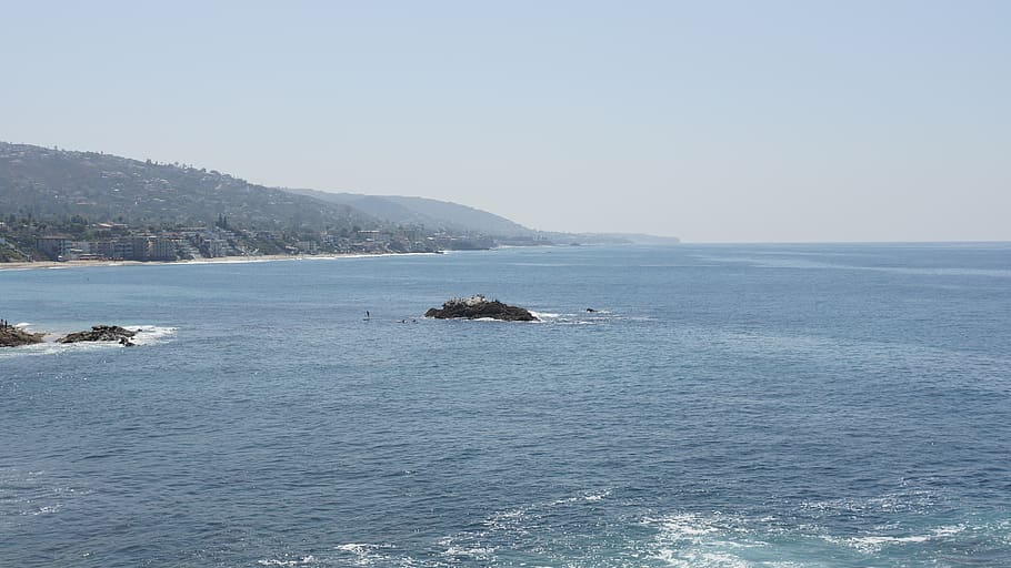 dana point, rocks, pacific, sky, ocean, beach, sea, california, summer, outdoors