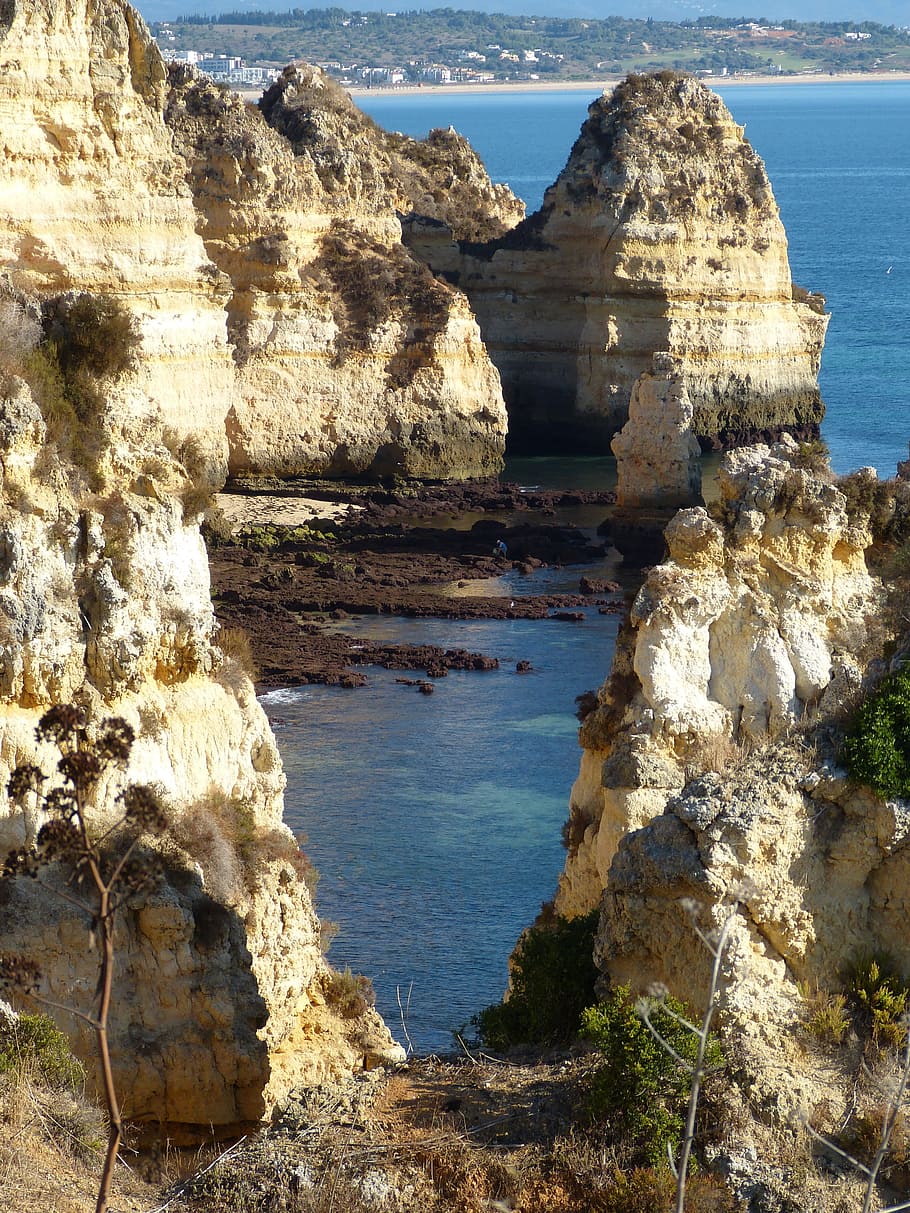 algarve, 바위 같은 해안, 포르투갈, 바다, 자연, 록, 연안, 대서양의, 예약 된, 물