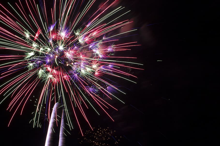 fireworks during nighttime, Fire, Fireworks, Burst, Boom, Explode, celebrate, celebration, fourth, july
