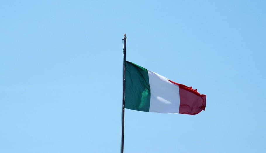 flag, italy, flutter, italian flag, blue, wind, sky, patriotism, clear sky, environment