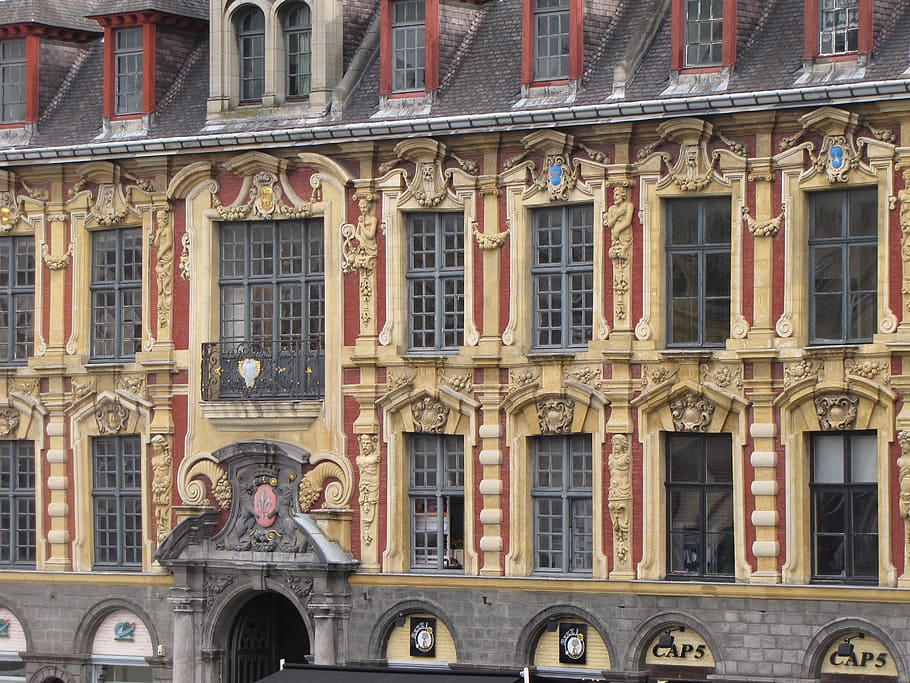 lille, france, north, old stock exchange, monument, architecture, flanders, flemish, facade, building exterior