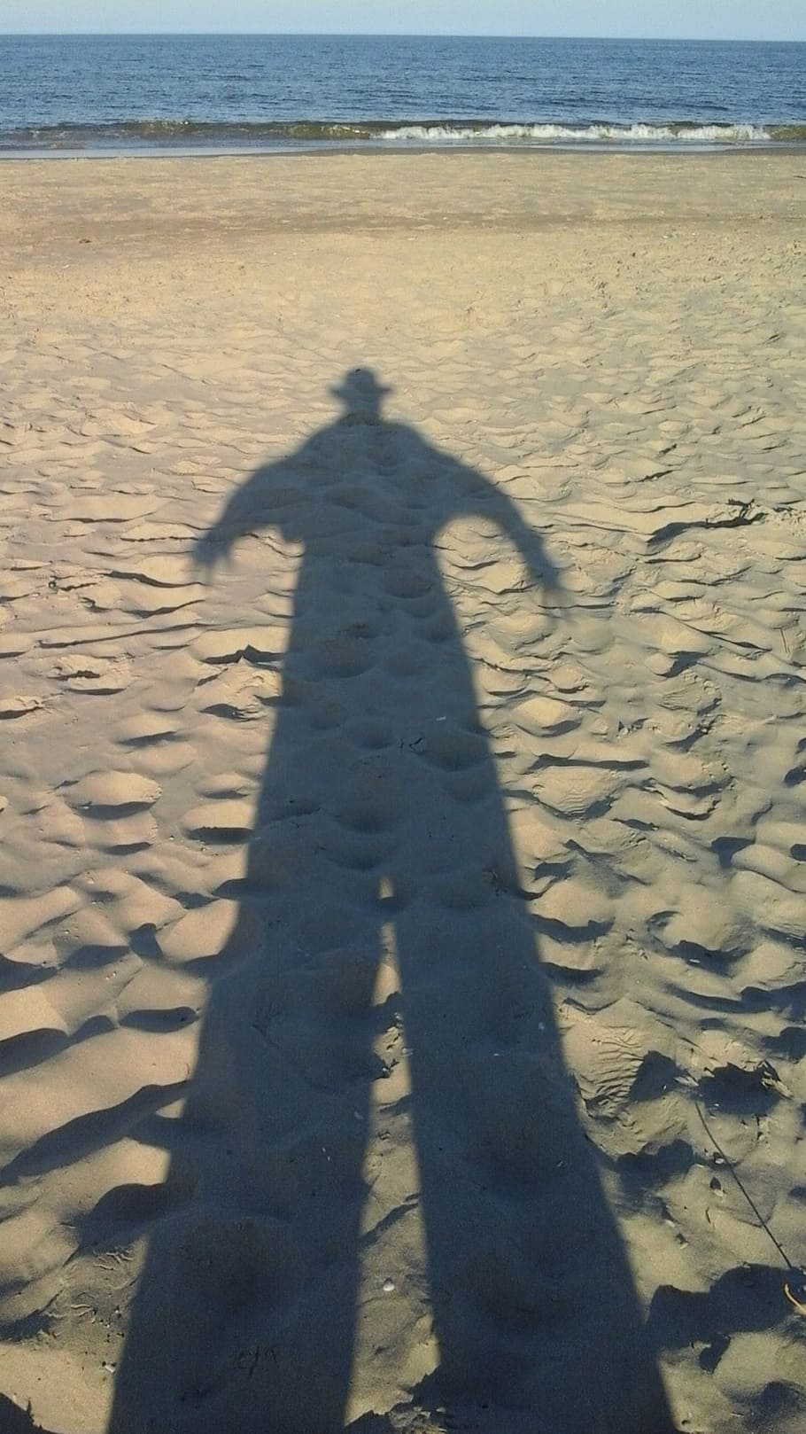 shadow, beach, sand, irish sea, sea, nature, land, focus on shadow, real people, one person