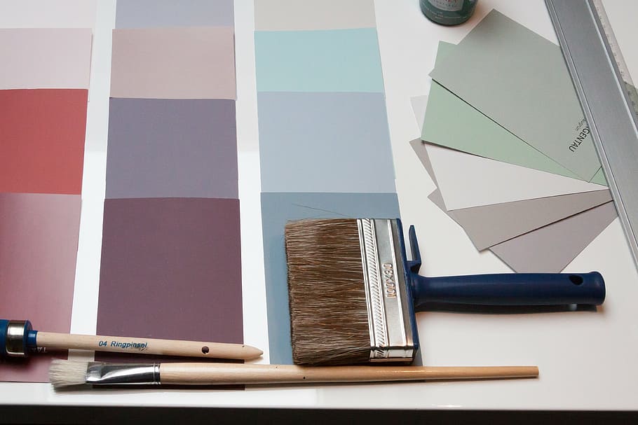 blue, brown, paint brush, color patterns, trend colors, interior design, interior-design, evaluation, decision, design