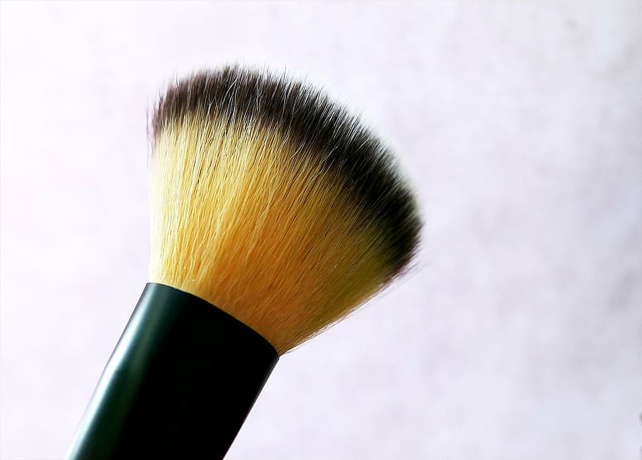 yellow, black, makeup brush, rouge brush, cosmetics, rouge, brush, cheeks, powder, make up