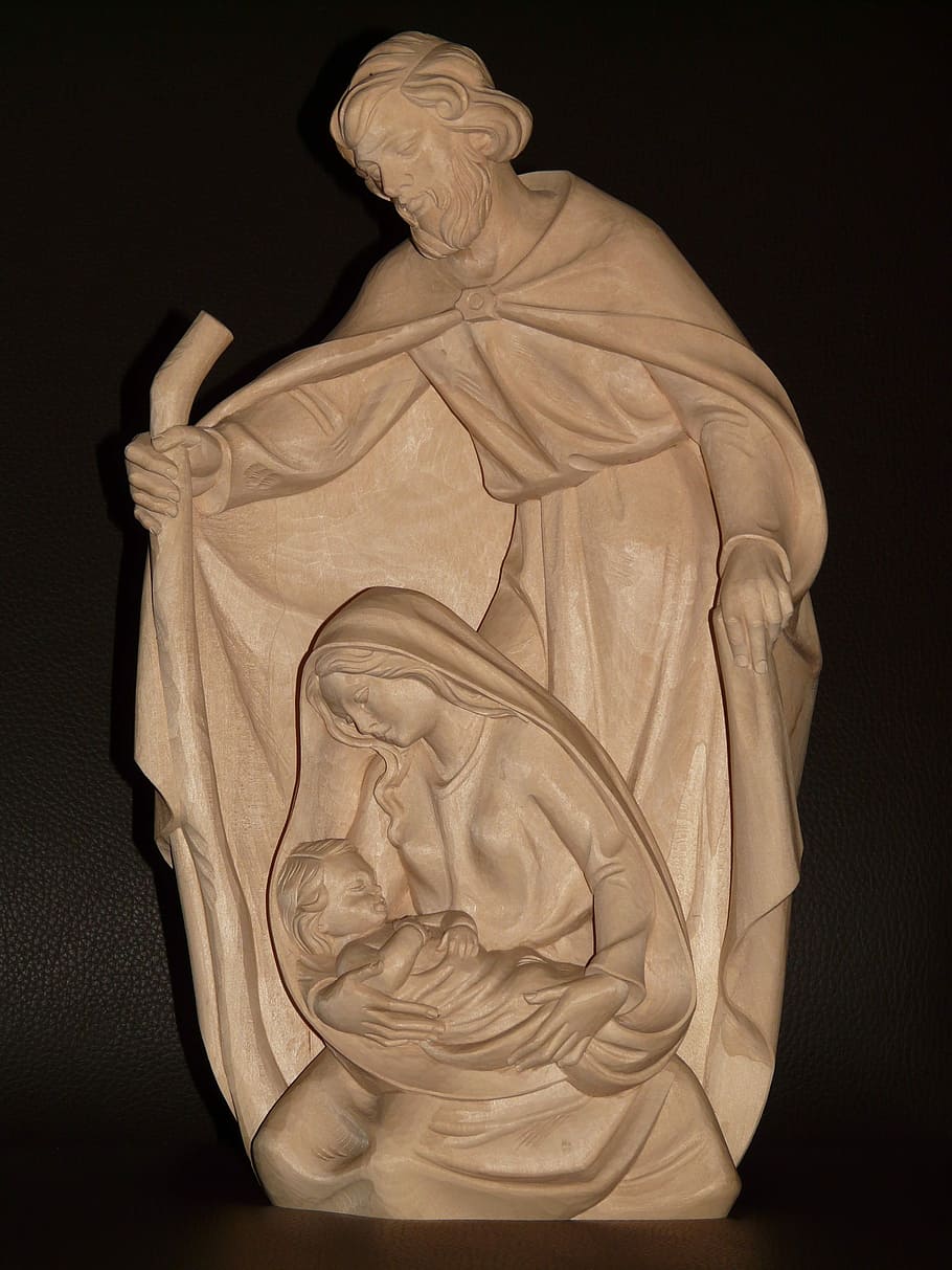 white, ceramic, nativity, jesus figurine, black, background, Virgin Mary, Christ, maria, joseph